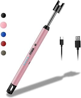 Rouclo Zapalniczka łukowa, ładowana przez USB, zapalniczka elektryczna, wiatroszczelna, bezpłomieniowa, elektroniczna, do zapalania świec, kuchenek gazowych (różowe złoto)