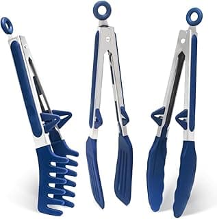 Szczypce kuchenne, 22 cm szczypce do gotowania z silikonowymi końcówkami, małe szczypce silikonowe klasy spożywczej, mini szczypce do serwowania patelni nieprzywierających, grilla, sałatek, zestaw 3