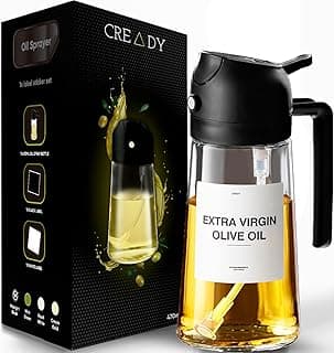 CREADY Czarny Spray Oleju Kuchennego 470ml | Dozownik Oleju Spray 2 w 1 | Frytownica Powietrza Spray Oleju | Spray do olejów | Spray do spryskiwacza | Spray do oleju | Dozownik oleju